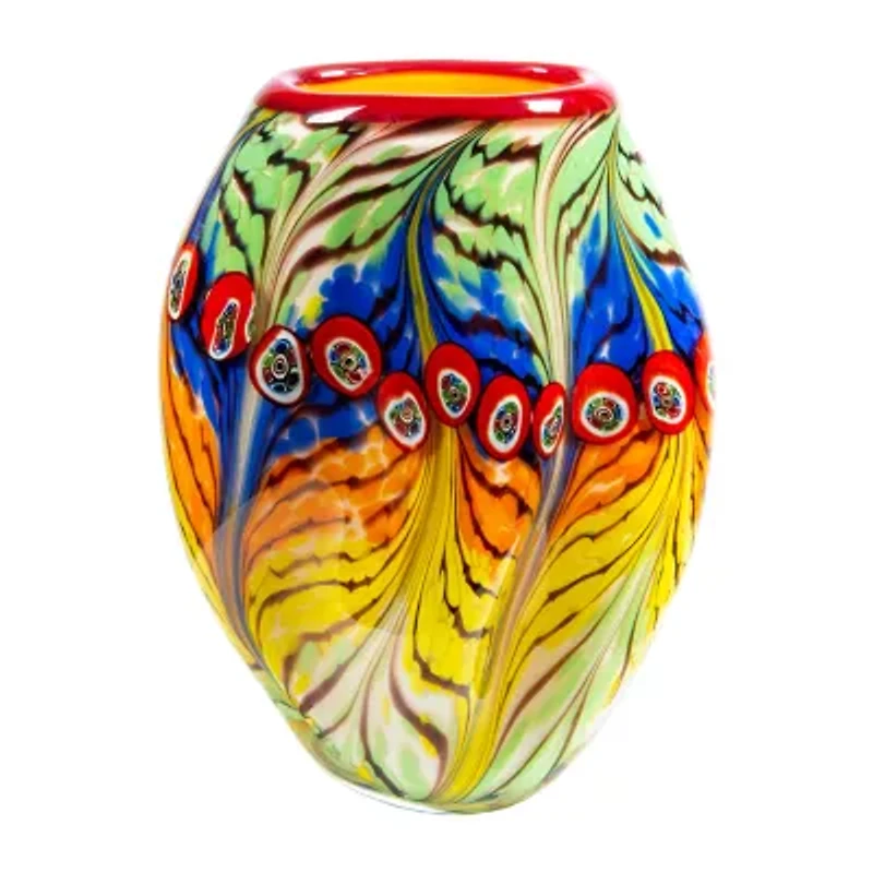 Dale Tiffany Peacock Feather Art Glass Vase