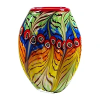 Dale Tiffany Peacock Feather Art Glass Vase