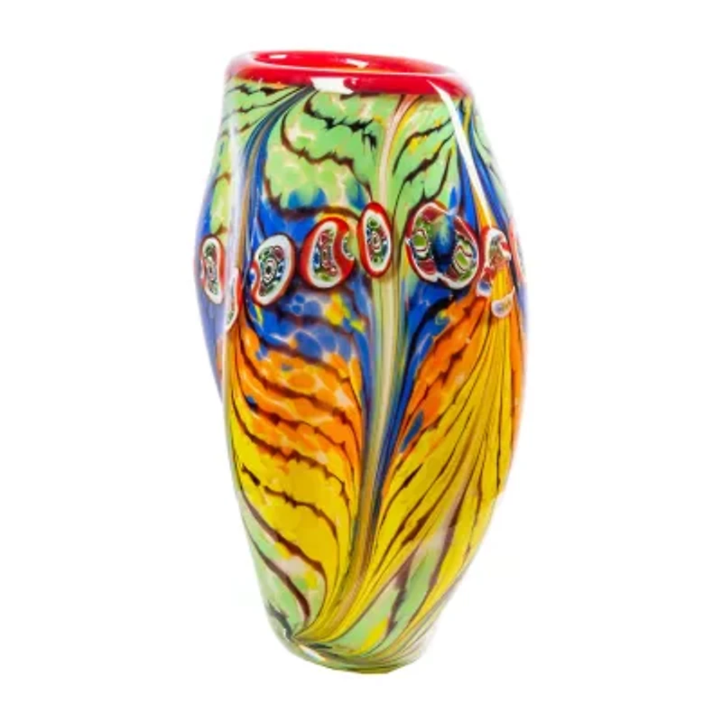 Dale Tiffany Peacock Feather Art Glass Vase