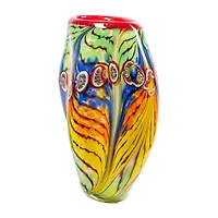 Dale Tiffany Peacock Feather Art Glass Vase