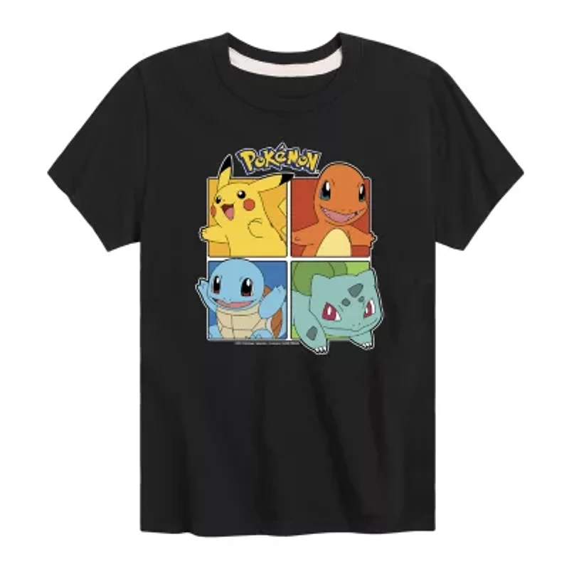 Little & Big Kid Boys Crew Neck Short Sleeve Regular Fit Pokeman Graphic T-Shirt