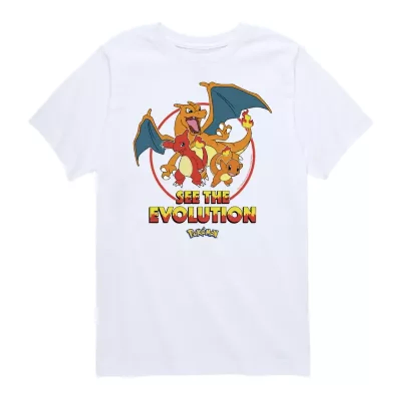 Charmander Little & Big Kid Boys Crew Neck Short Sleeve Regular Fit Pokeman Graphic T-Shirt