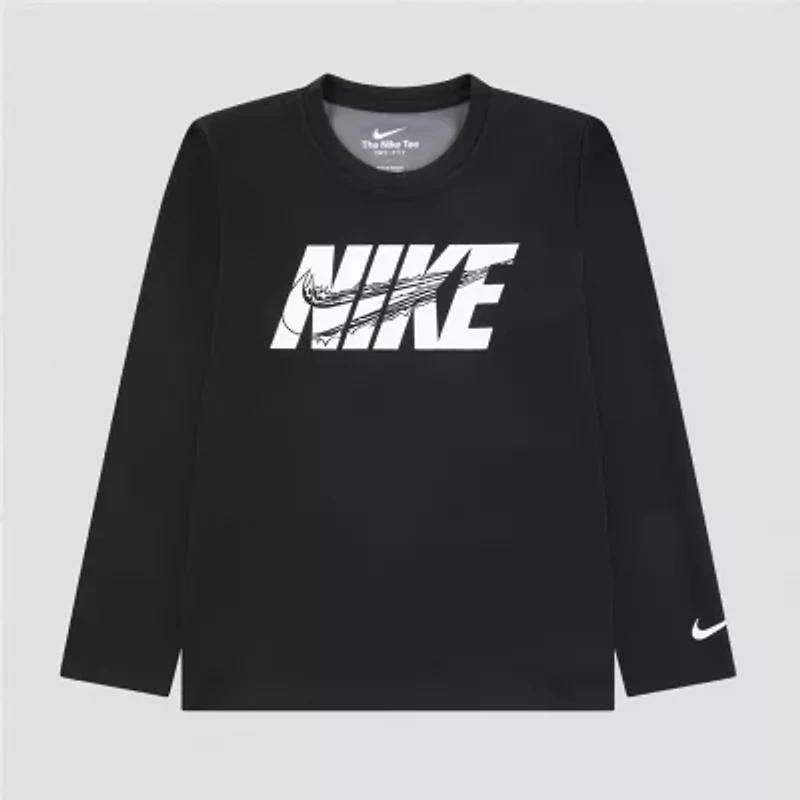 Nike Little Boys Crew Neck Long Sleeve Regular Fit Graphic T-Shirt