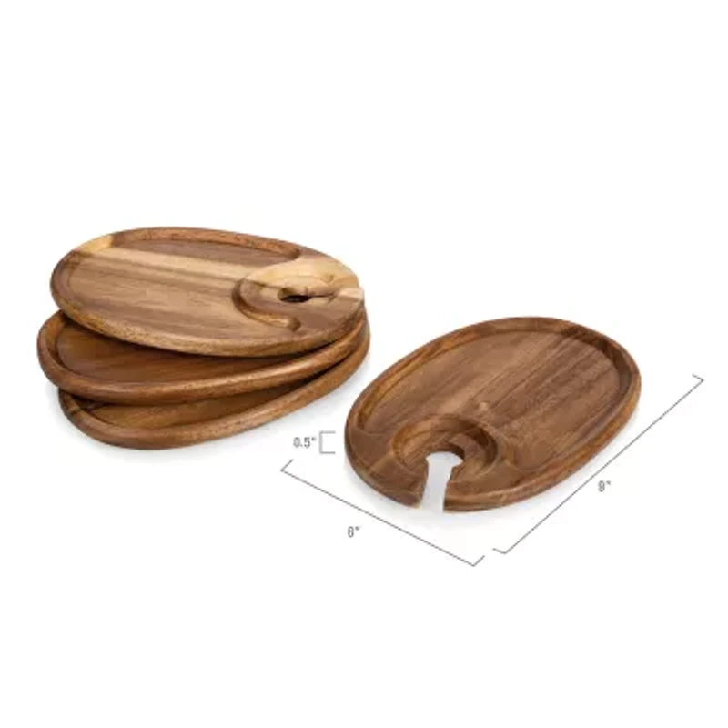 Picnic Time Wood 4-pc. Appetizer Plate