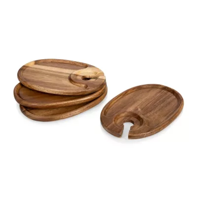 Picnic Time Wood 4-pc. Appetizer Plate