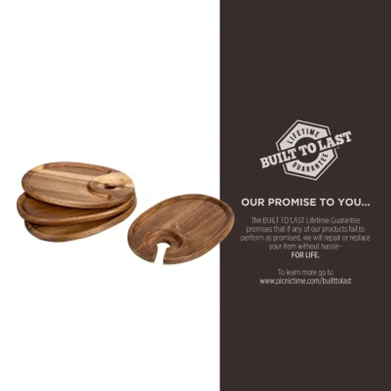 Picnic Time Wood 4-pc. Appetizer Plate