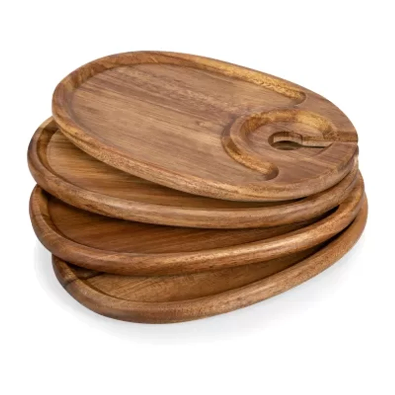 Picnic Time Wood 4-pc. Appetizer Plate