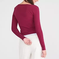 AEROPOSTALE Womens Scoop Neck Long Sleeve Juniors T-Shirt