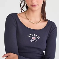 AEROPOSTALE Womens Juniors Scoop Neck Long Sleeve T-Shirt