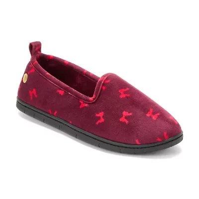 Dearfoams Rachel Velour Closed Back Womens Memory Foam Ballerina Slippers