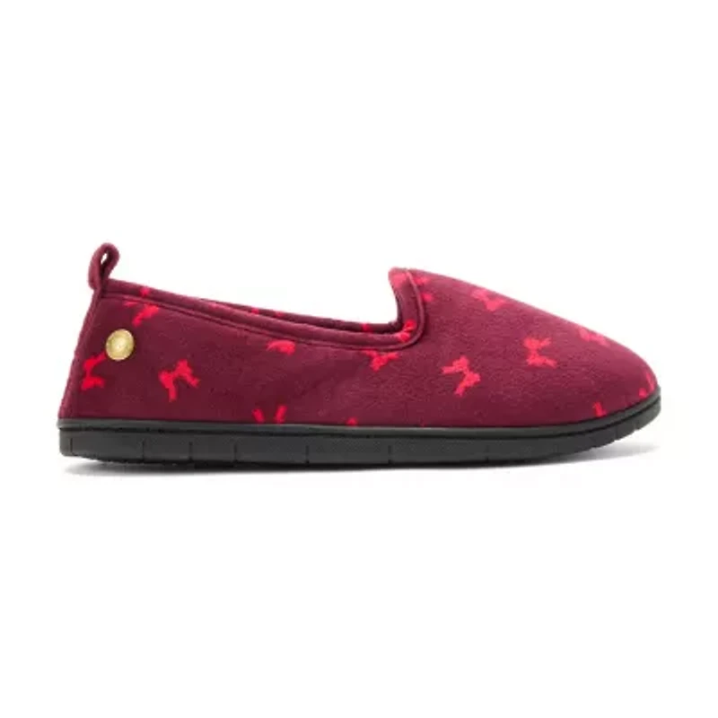 Dearfoams Rachel Velour Closed Back Womens Memory Foam Ballerina Slippers