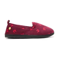 Dearfoams Rachel Velour Closed Back Womens Memory Foam Ballerina Slippers