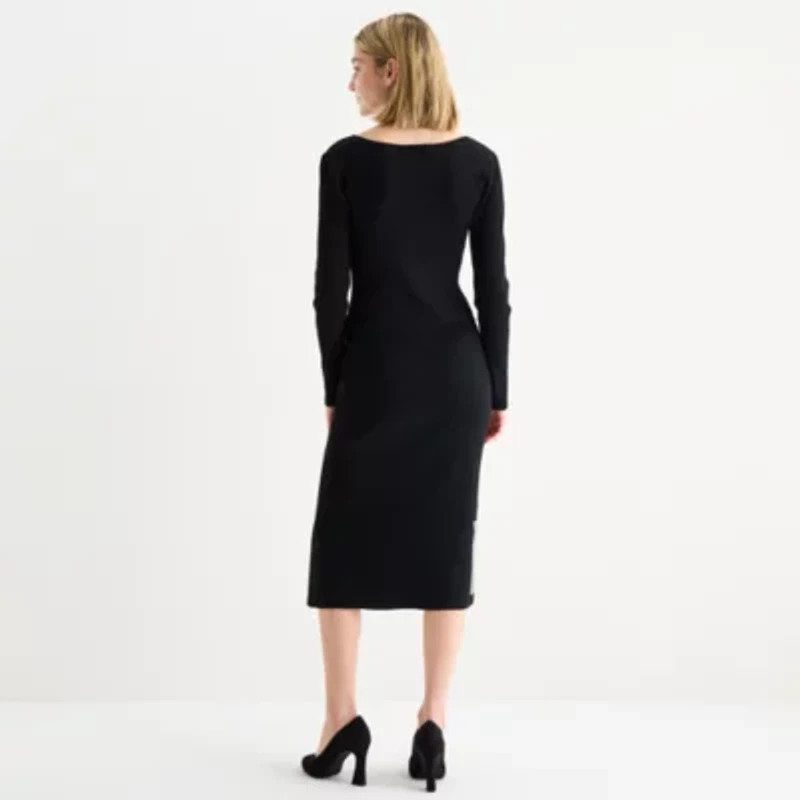 by&by Womens Long Sleeve Midi Sweater Dress Juniors