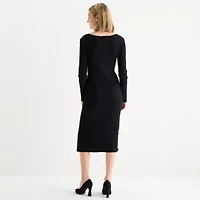 by&by Womens Long Sleeve Midi Sweater Dress Juniors