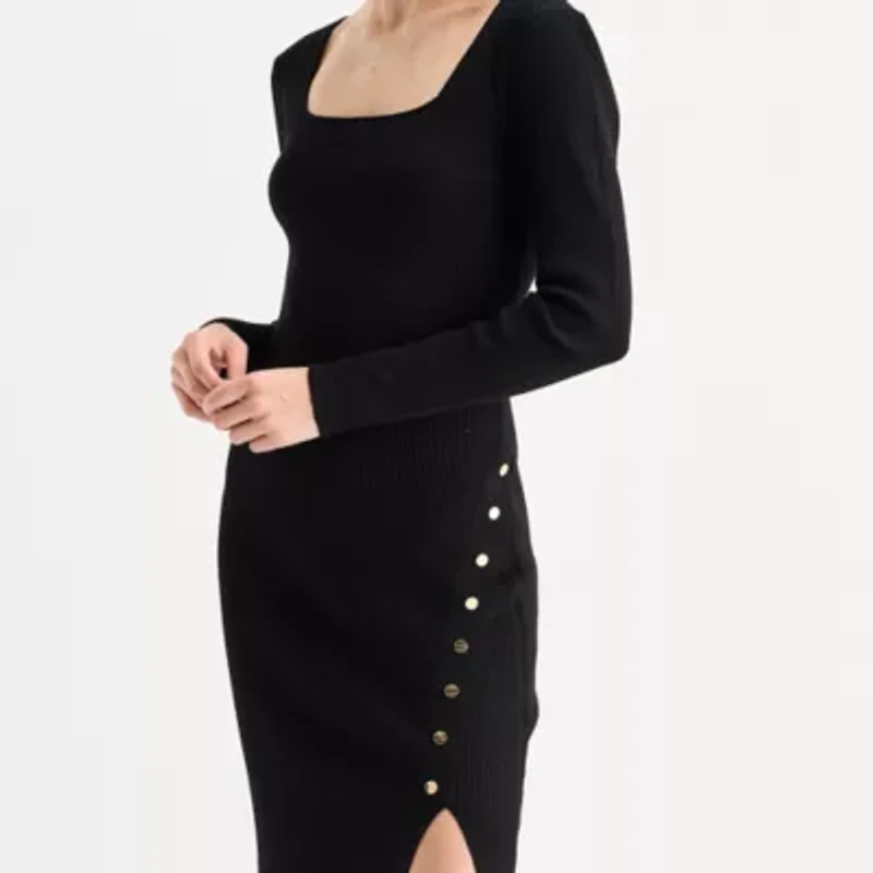 by&by Womens Long Sleeve Midi Sweater Dress Juniors