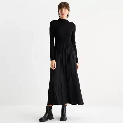 by&by Womens Long Sleeve Midi Sweater Dress Juniors