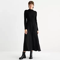 by&by Womens Long Sleeve Midi Sweater Dress Juniors