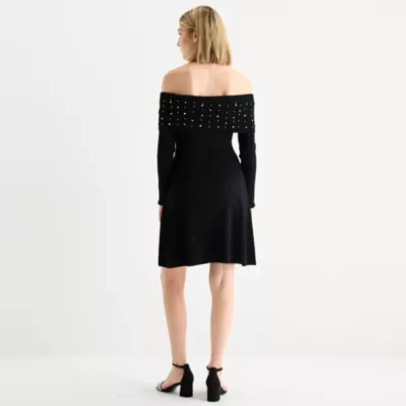 by&by Womens Juniors Long Sleeve Sweater Dress