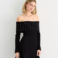 by&by Womens Juniors Long Sleeve Sweater Dress