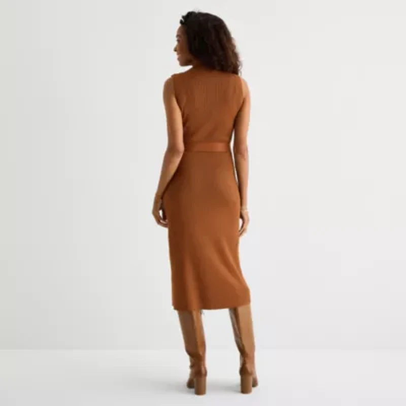 Isabel & Nina Womens Sleeveless Midi Sweater Dress