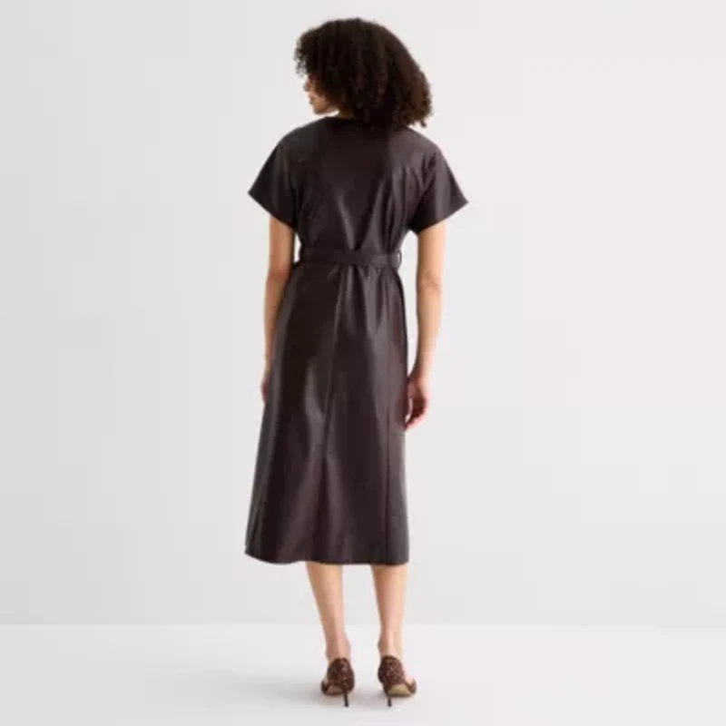 Sam And Jess Womens Short Sleeve Midi Fit + Flare Dress