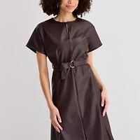 Sam And Jess Womens Short Sleeve Midi Fit + Flare Dress