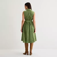 Isabel & Nina Womens Sleeveless Midi Shirt Dress