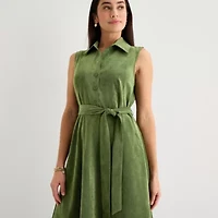 Isabel & Nina Womens Sleeveless Midi Shirt Dress