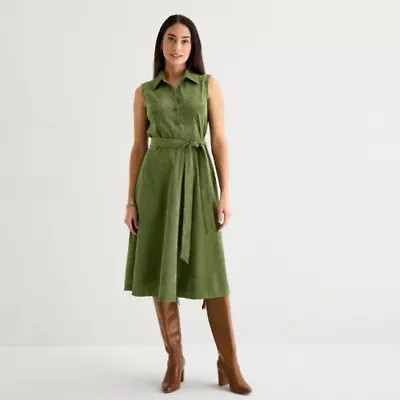 Isabel & Nina Womens Sleeveless Midi Shirt Dress