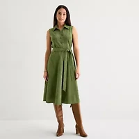 Isabel & Nina Womens Sleeveless Midi Shirt Dress