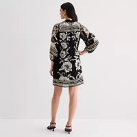 Sam And Jess Womens 3/4 Sleeve Floral Shift Dress