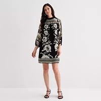 Sam And Jess Womens 3/4 Sleeve Floral Shift Dress