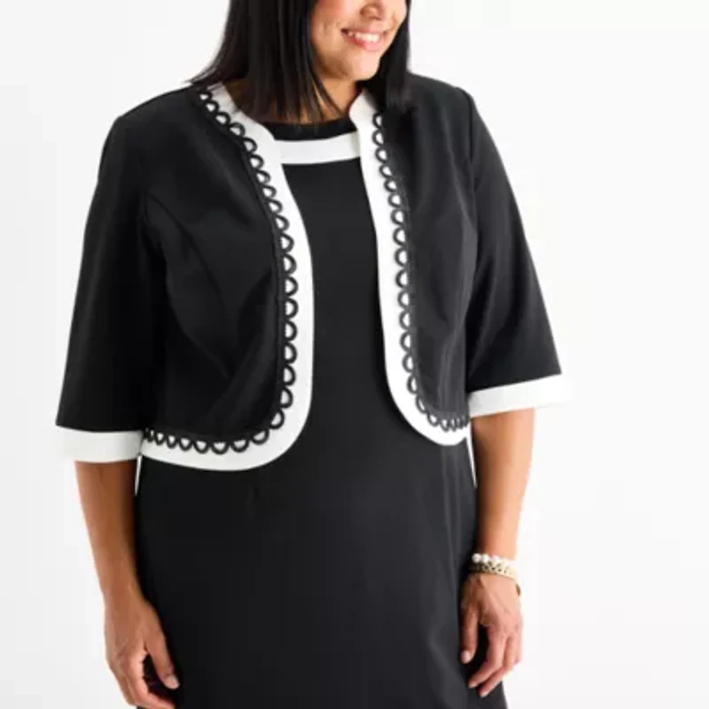 Maya Brooke Womens Jacket Dress Plus