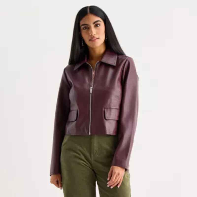 a.n.a Womens Faux Leather Lightweight Jacket