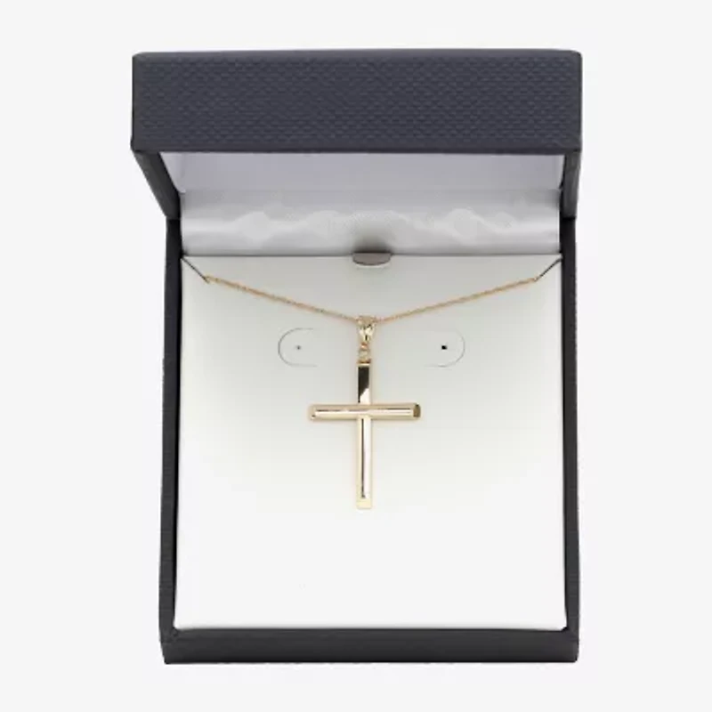 Mens 14K Gold Cross 22 Inch Pendant Necklace