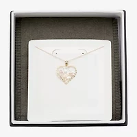 "Mom" Womens 10K Tri-Color Gold Heart 18 Inch Pendant Necklace