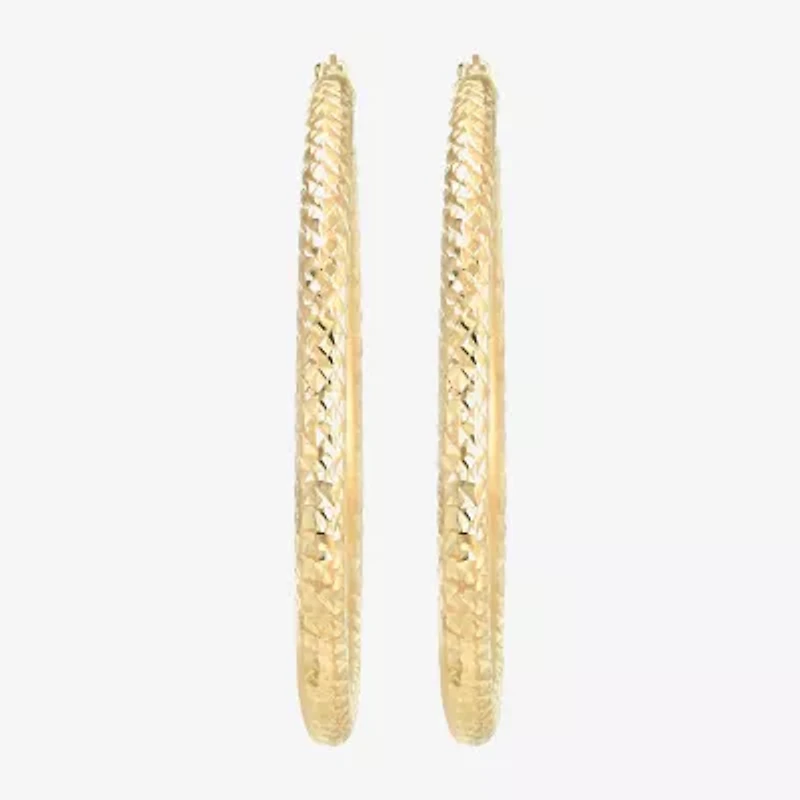 14K Yellow Gold Diamond-Cut 50mm Hoop Earrings
