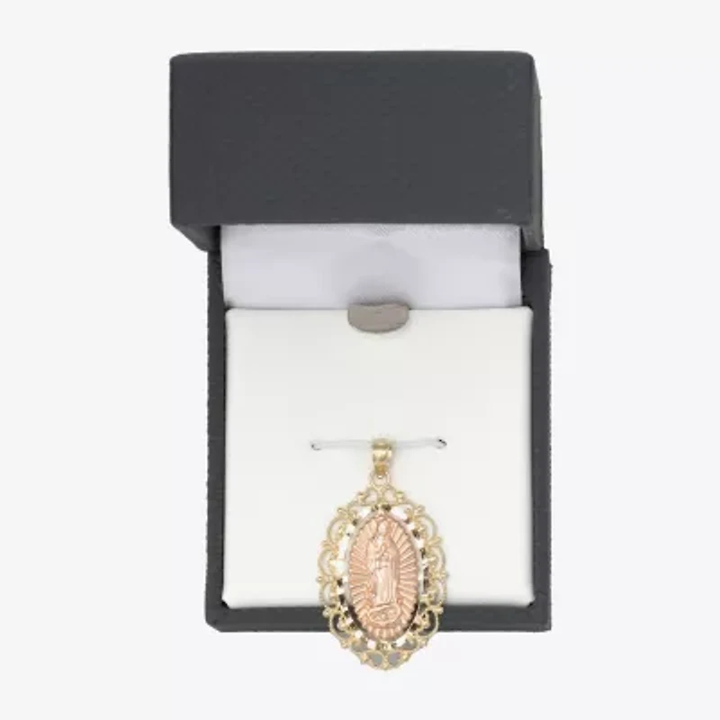 Womens 14K Gold Lady of Guadalupe Oval Pendant
