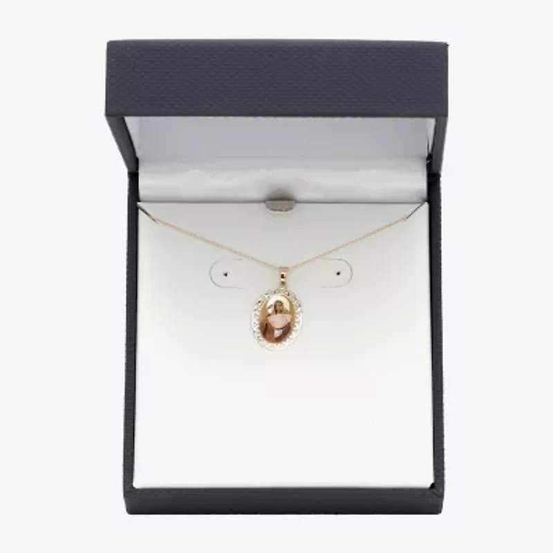 Immaculate Heart Of Mary Womens 14K Gold Oval 18 Inch Pendant Necklace