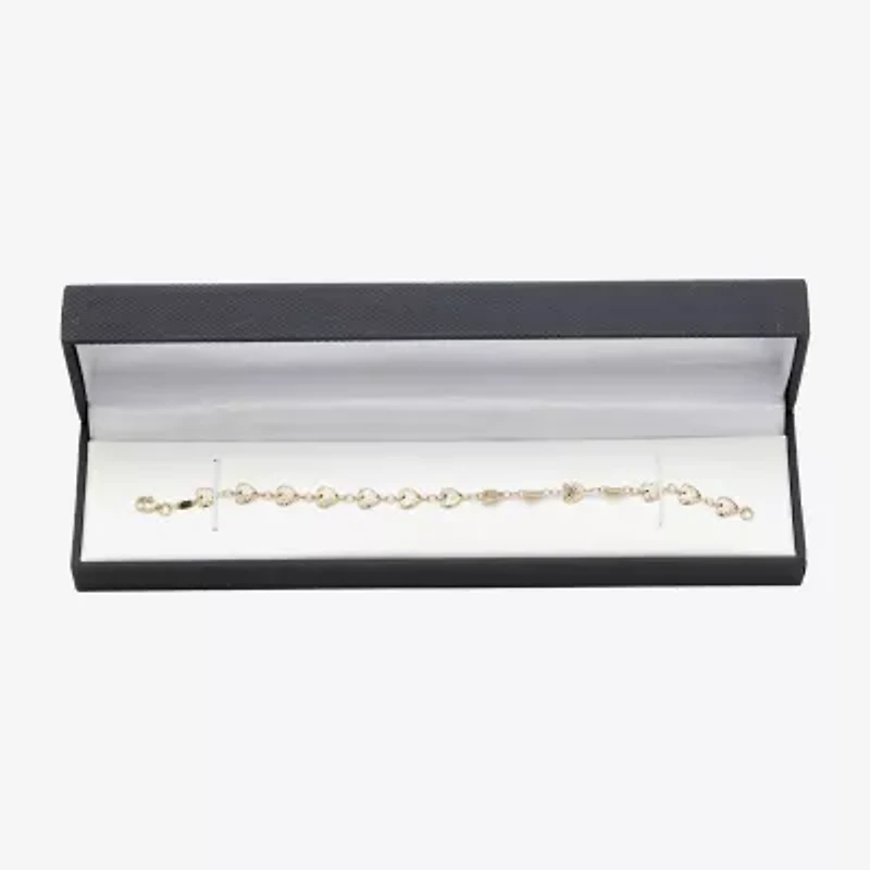 Womens 10K Gold Heart Charm Bracelet