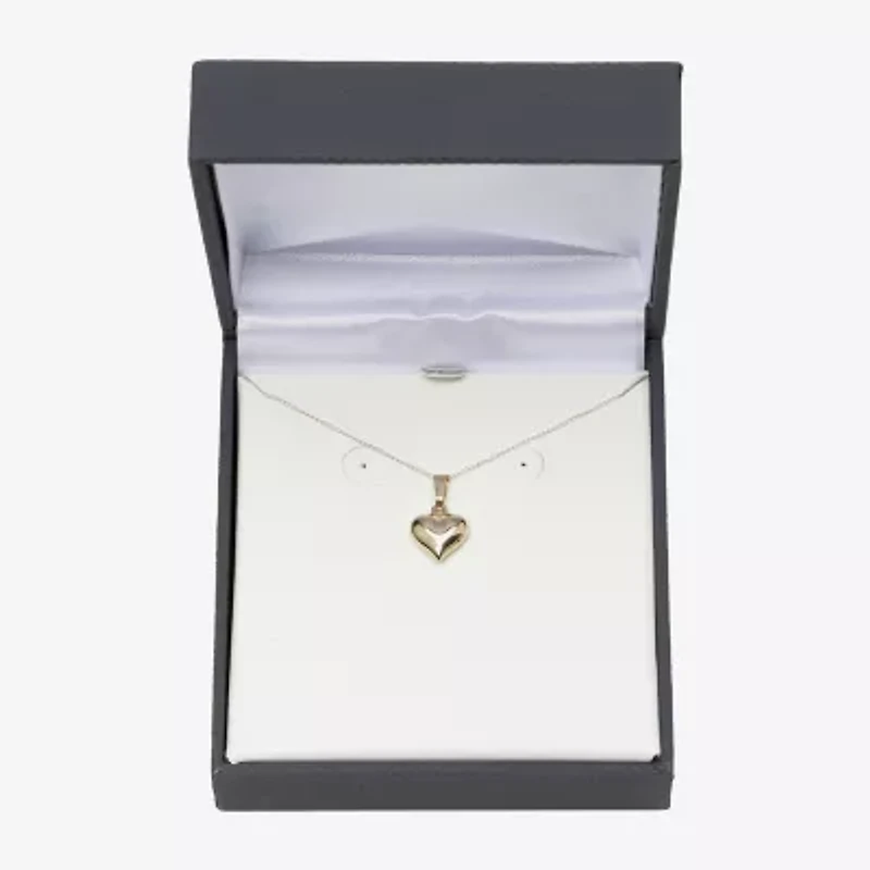 Girls 14K Gold Heart 13 Inch Pendant Necklace