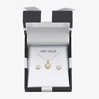 Girls Cubic Zirconia 14K Gold Heart 2-pc. Jewelry Set