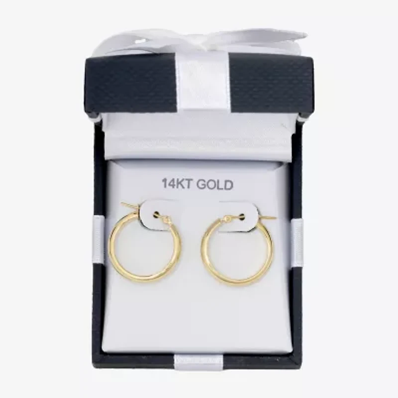 14K Gold Thick Hoop Earrings 