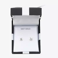 Cubic Zirconia Stud Earrings, 10K Gold Round