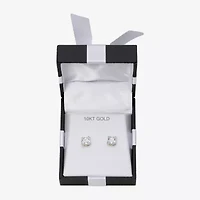 10k Gold 6mm Princess-Cut Cubic Zirconia Stud Earrings