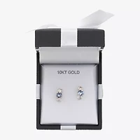Blue Crystal 10K Gold 9mm Stud Earrings