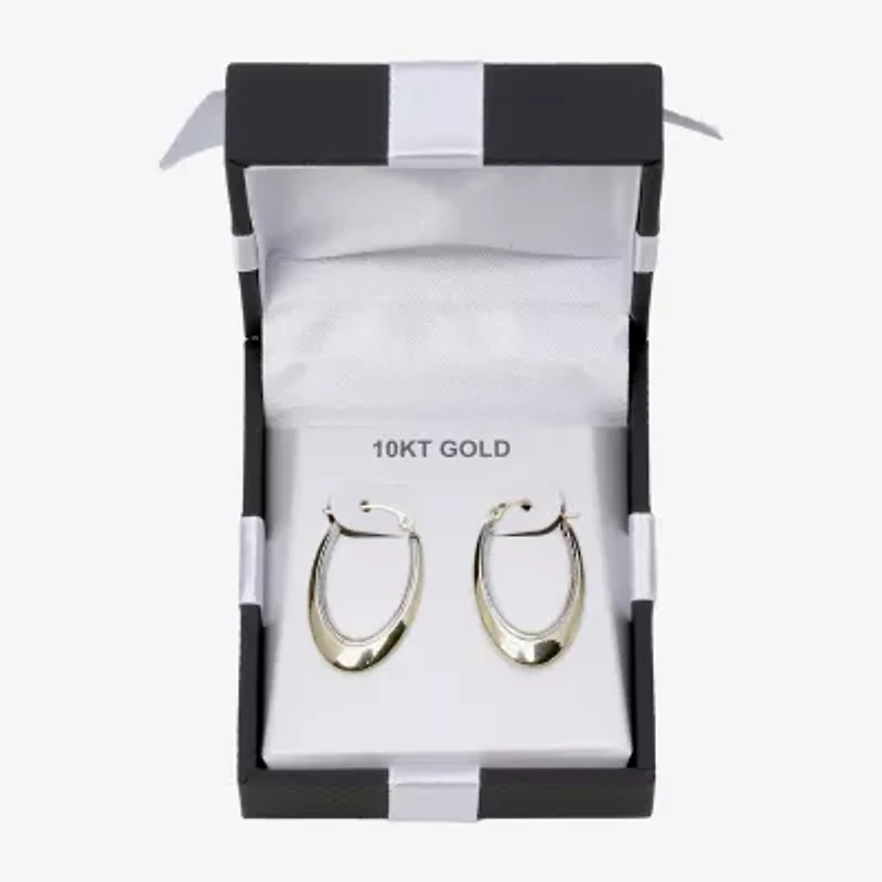 Womens 10K Two Tone Gold 25mm Round Hoop Earrings