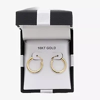 Womens White Crystal 10K Gold 18mm Round Hoop Earrings
