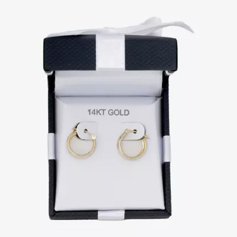 14K Two-Tone Gold 15mm Small Band Hoop Earrings