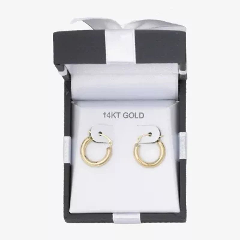 Womens 14K Gold 15mm Round Hoop Earrings